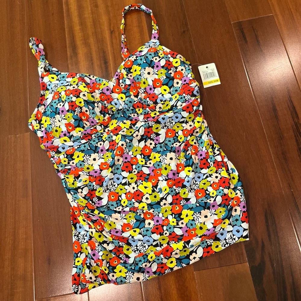 New NWT Anne Cole Multi Tankini Swim Top‎ Floral Print Size 32C / 34B